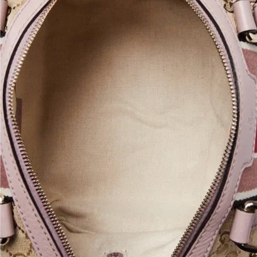 RARE Gucci Vintage Web Boston Bag – GG Canvas with Pink Leather Trim (Like New) - Picture 9 of 11